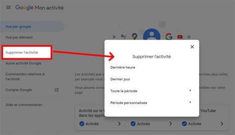 google mon activité supprimer.